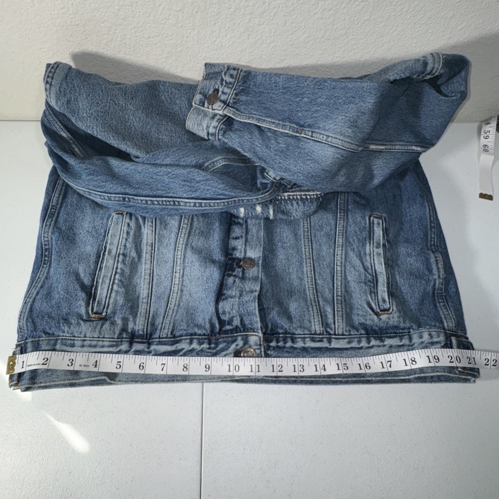 We The Free People Jolene Trucker Denim Jean Jacket Small Oversized BOHO Cowgirl - Picture 14 of 16